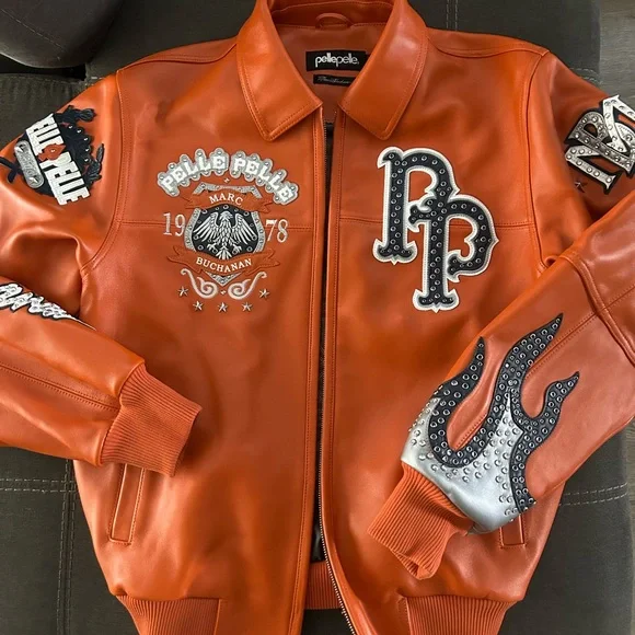 Pelle Pelle Men's Bold Orange Bomber Jacket - Picture 1 of 4